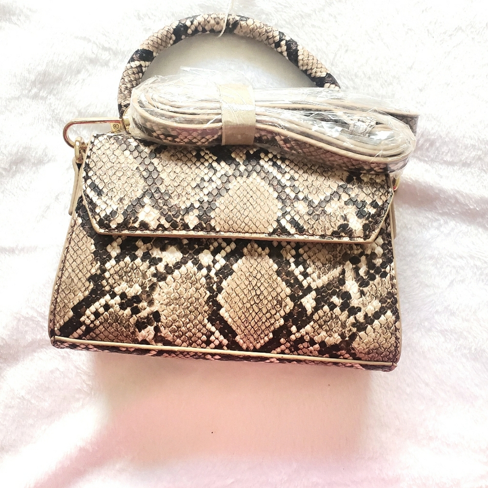 Faux Snakeskin Shoulder/Clutch Purse